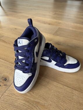 Kids Jordan Low Top Sneakers in Purple & White